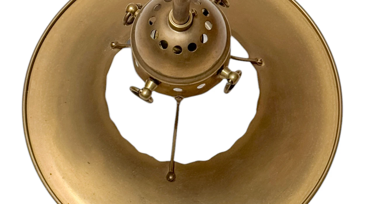 Arts & Crafts Brass Pendant with Glass Shade, 1900s